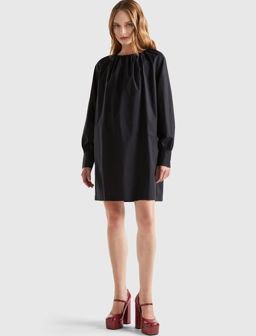 Kadın Kırmızı %100 Koton Raglan Uzun Kollu Midi Boy Elbise Kadın Kırmızı %100 Koton Raglan Uzun Kollu Midi Boy Elbise