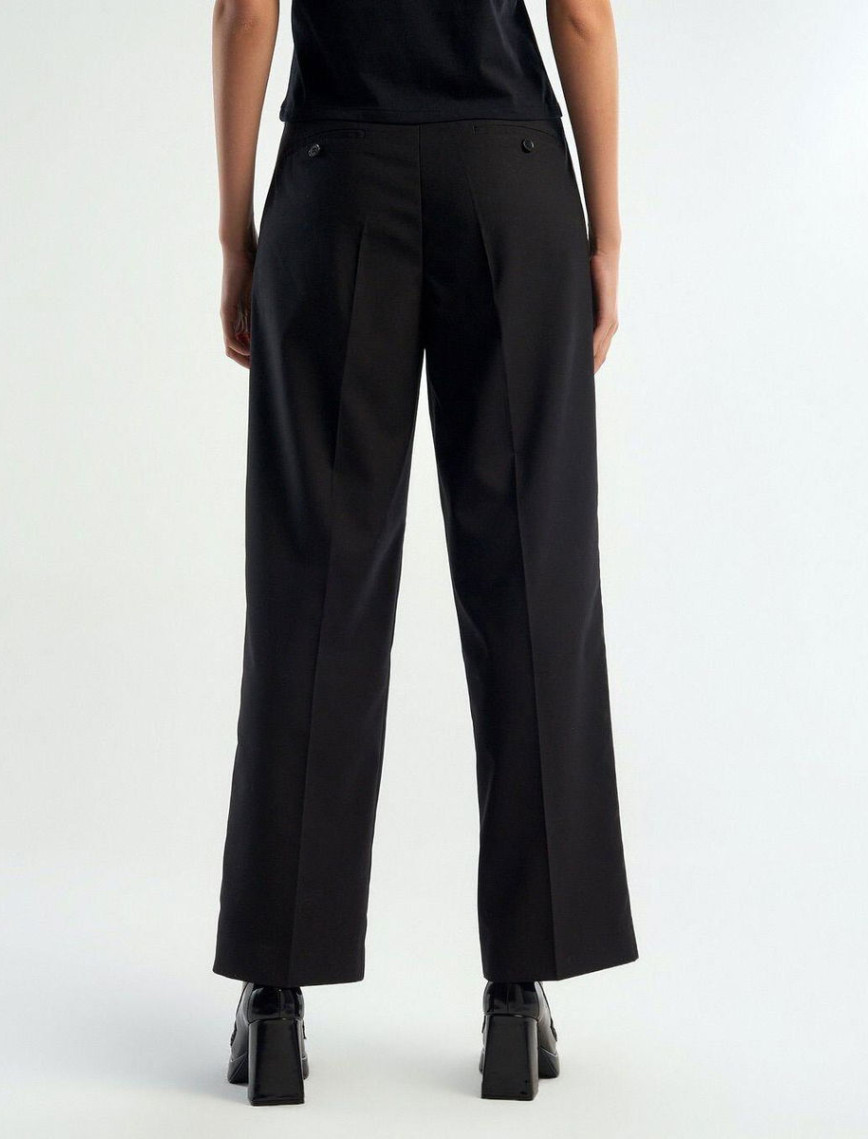 Kadın Siyah Poliviskoz Geniş Paça Pantolon