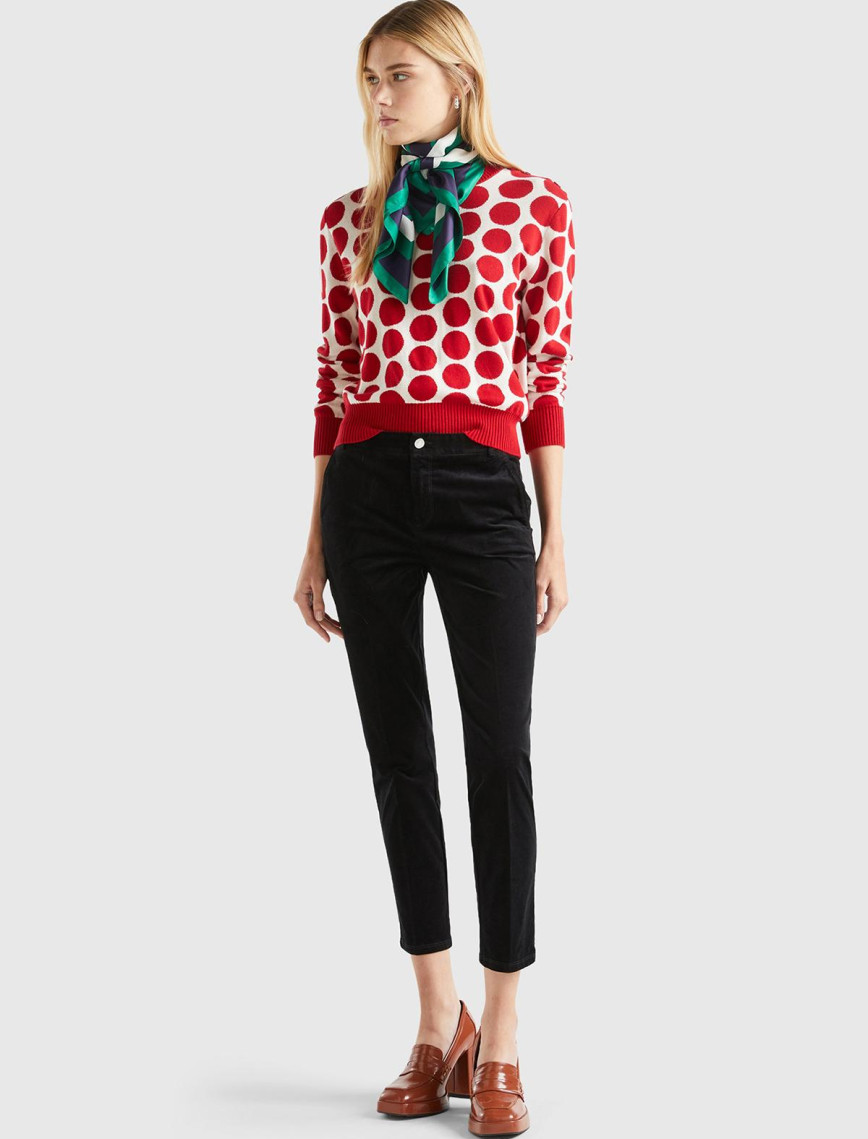 Kadın Siyah Kadife Chino Pantolon Kadın Siyah Kadife Chino Pantolon