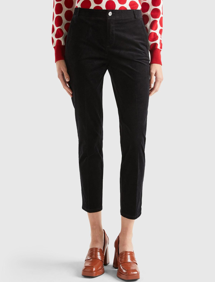 Kadın Lacivert Kadife Chino Pantolon