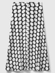 Kadın Siyah Beyaz %100 Viskoz Puantiyeli Yandan Fermuarlı Uzun Etek