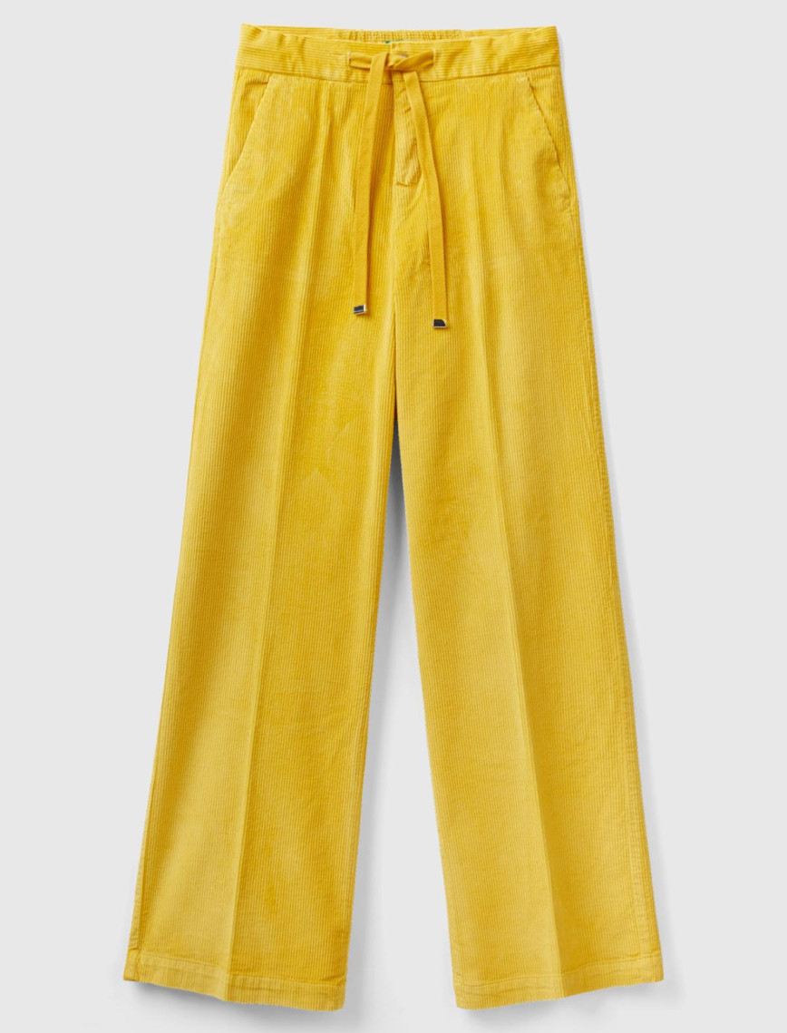 Kadın Hardal Beli İpli Kadife Pantolon Kadın Hardal Beli İpli Kadife Pantolon