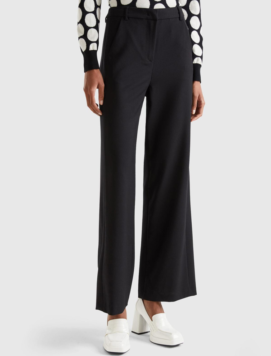 Kadın Hardal Poliviskoz Regular Fit  Düz Paça Pantolon