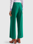 Kadın Yeşil Poliviskoz Regular Fit  Düz Paça Pantolon