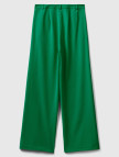 Kadın Yeşil Poliviskoz Regular Fit  Düz Paça Pantolon