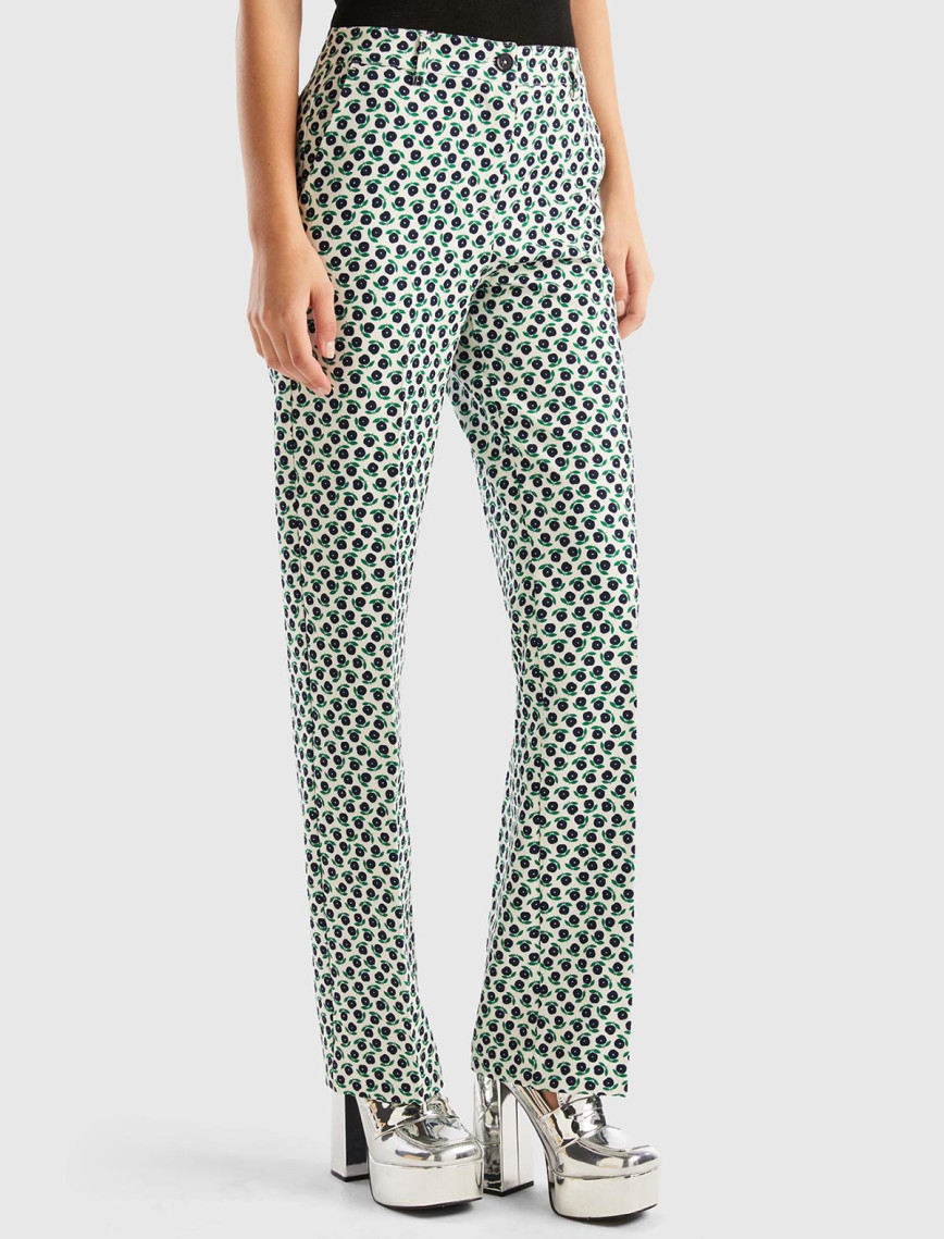 Kadın Lacivert Poliviskoz Çiçek Desenli Regular Fit Pantolon Kadın Lacivert Poliviskoz Çiçek Desenli Regular Fit Pantolon