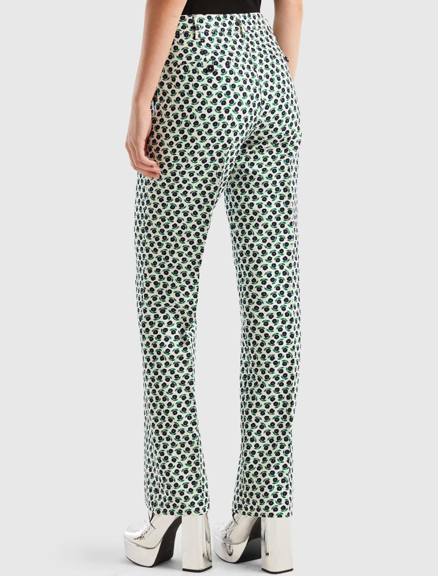 Kadın Yeşil Mix Poliviskoz Çiçek Desenli Regular Fit Pantolon Kadın Yeşil Mix Poliviskoz Çiçek Desenli Regular Fit Pantolon