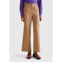 Kadın Taba Poliviskoz Regular Fit  Düz Paça Pantolon