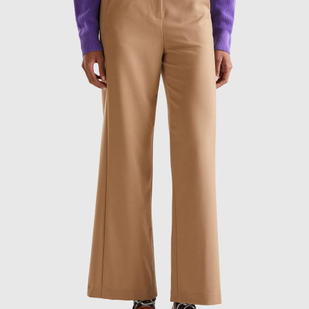 Kadın Taba Poliviskoz Regular Fit  Düz Paça Pantolon