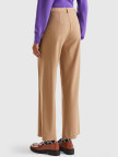Kadın Taba Poliviskoz Regular Fit  Düz Paça Pantolon