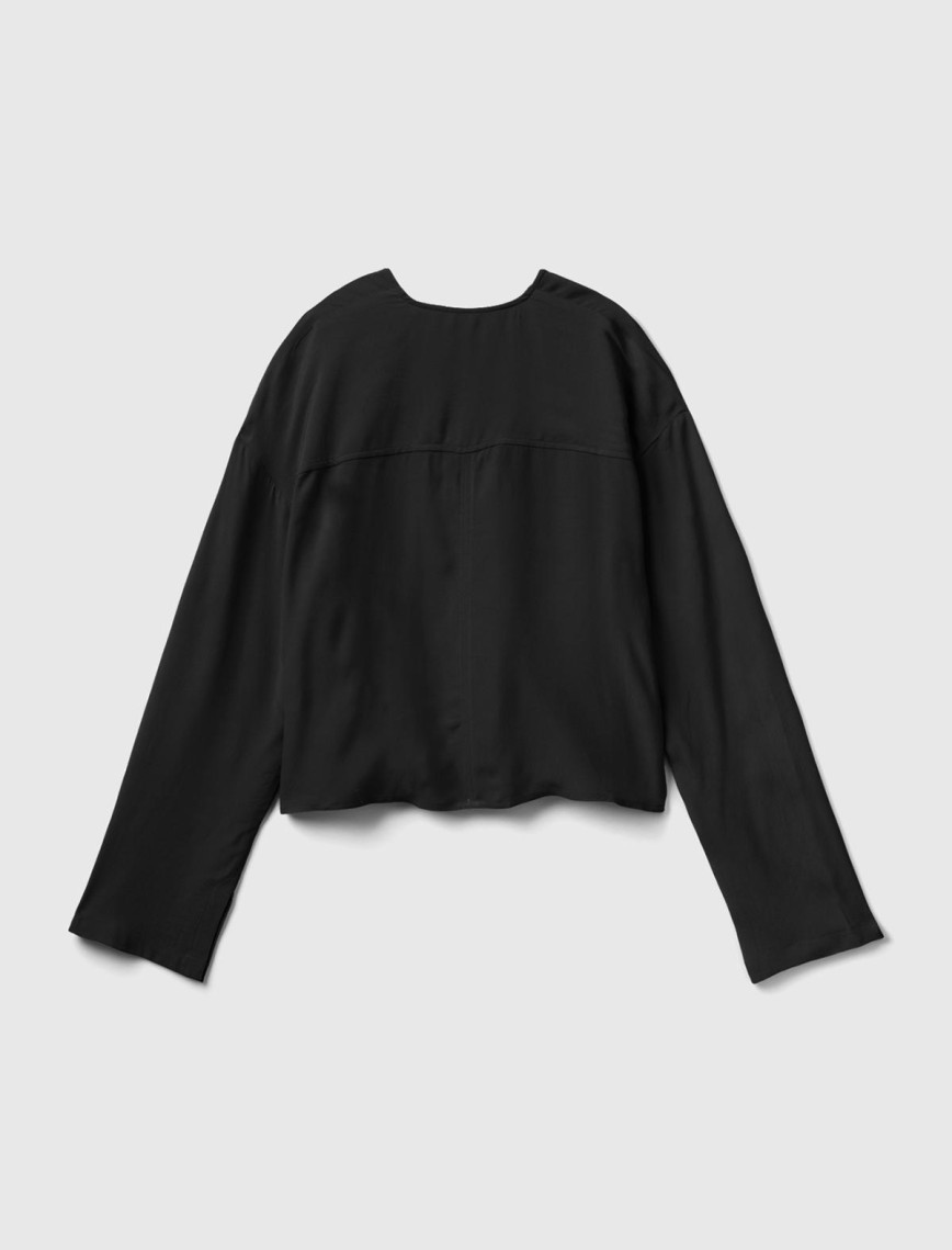 Kadın Siyah V Yaka Viskoz Bluz Kadın Siyah V Yaka Viskoz Bluz