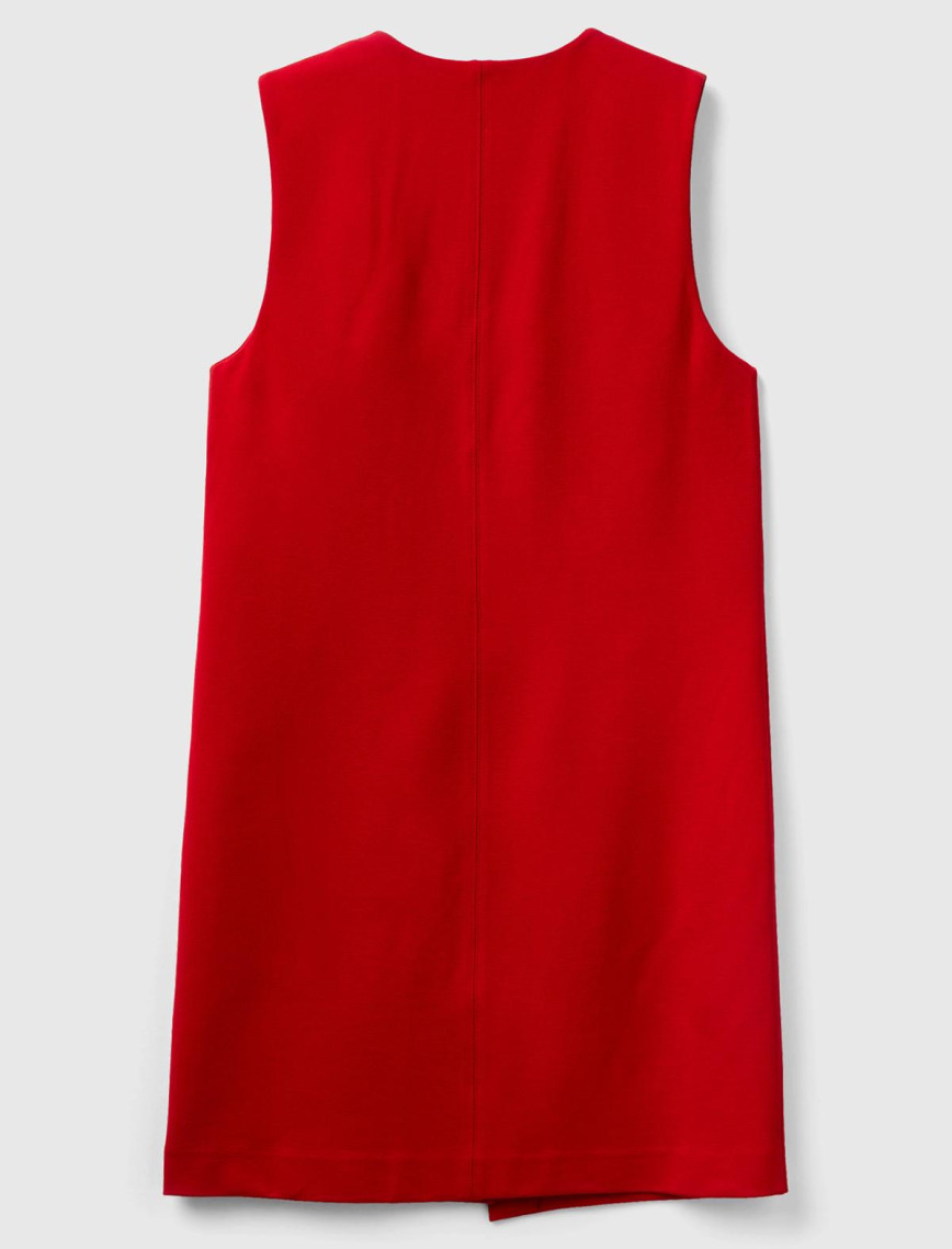 Kadın Kırmızı Önden Çapraz Bağlamalı Kolsuz Midi Boy Elbise Kadın Kırmızı Önden Çapraz Bağlamalı Kolsuz Midi Boy Elbise