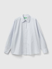 Kadın Soluk Mavi %100 Koton Çizgili Gömlek