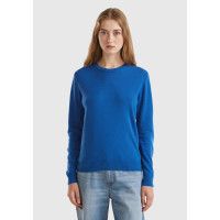 Kadın Gece Mavisi Bisiklet Yaka %100 Merino Kazak