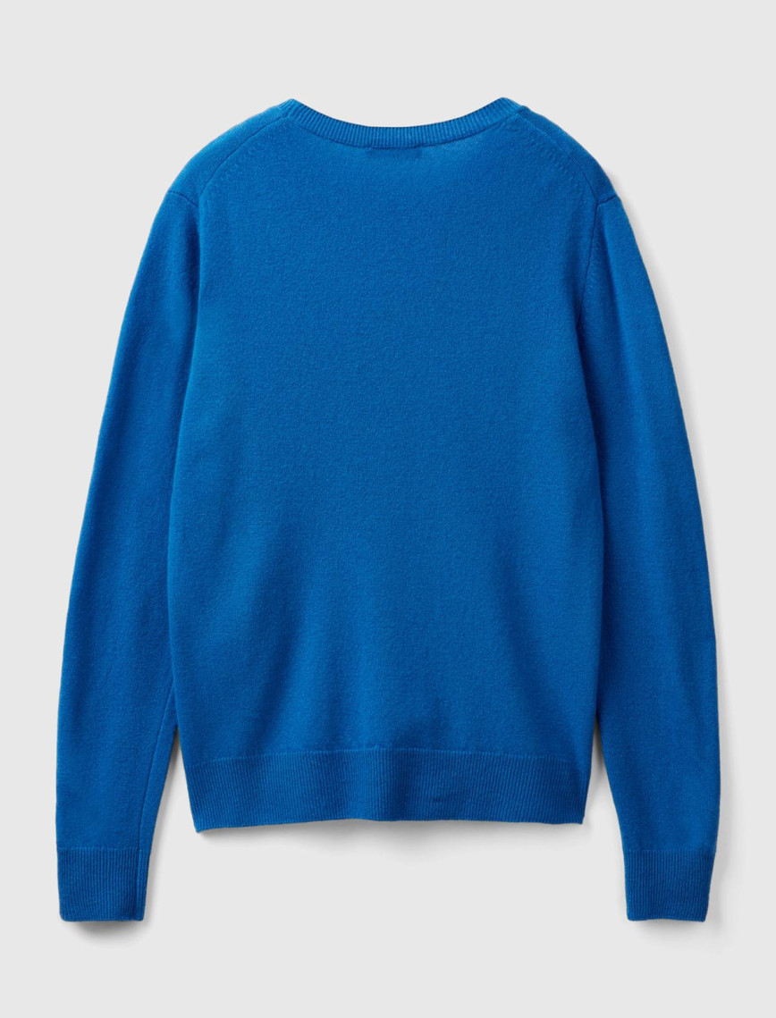 Kadın Gece Mavisi Bisiklet Yaka %100 Merino Kazak