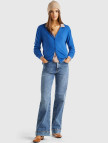 Kadın Gece Mavisi Bisiklet Yaka %100 Merino Hırka
