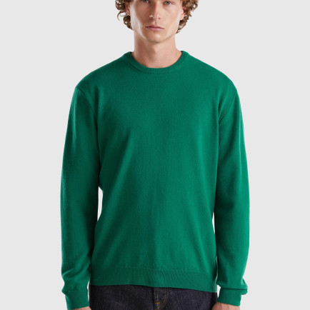 Erkek Yeşil Bisiklet Yaka %100 Merino Kazak Erkek Yeşil Bisiklet Yaka %100 Merino Kazak