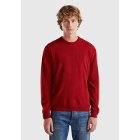 Erkek Bordo Bisiklet Yaka %100 Merino Kazak