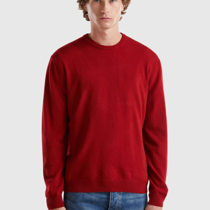 Erkek Bordo Bisiklet Yaka %100 Merino Kazak Erkek Bordo Bisiklet Yaka %100 Merino Kazak