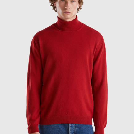 Erkek Bordo Boğazlı %100 Merino Kazak Erkek Bordo Boğazlı %100 Merino Kazak