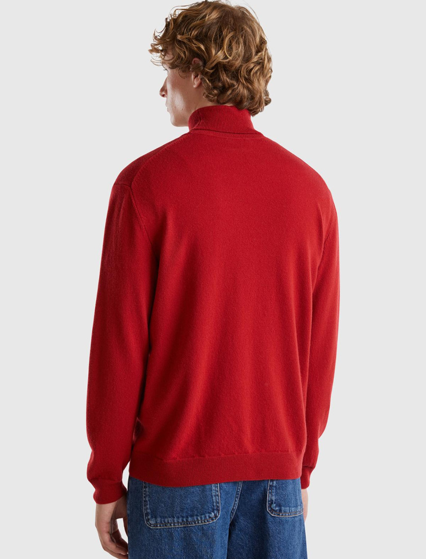 Erkek Bordo Boğazlı %100 Merino Kazak Erkek Bordo Boğazlı %100 Merino Kazak