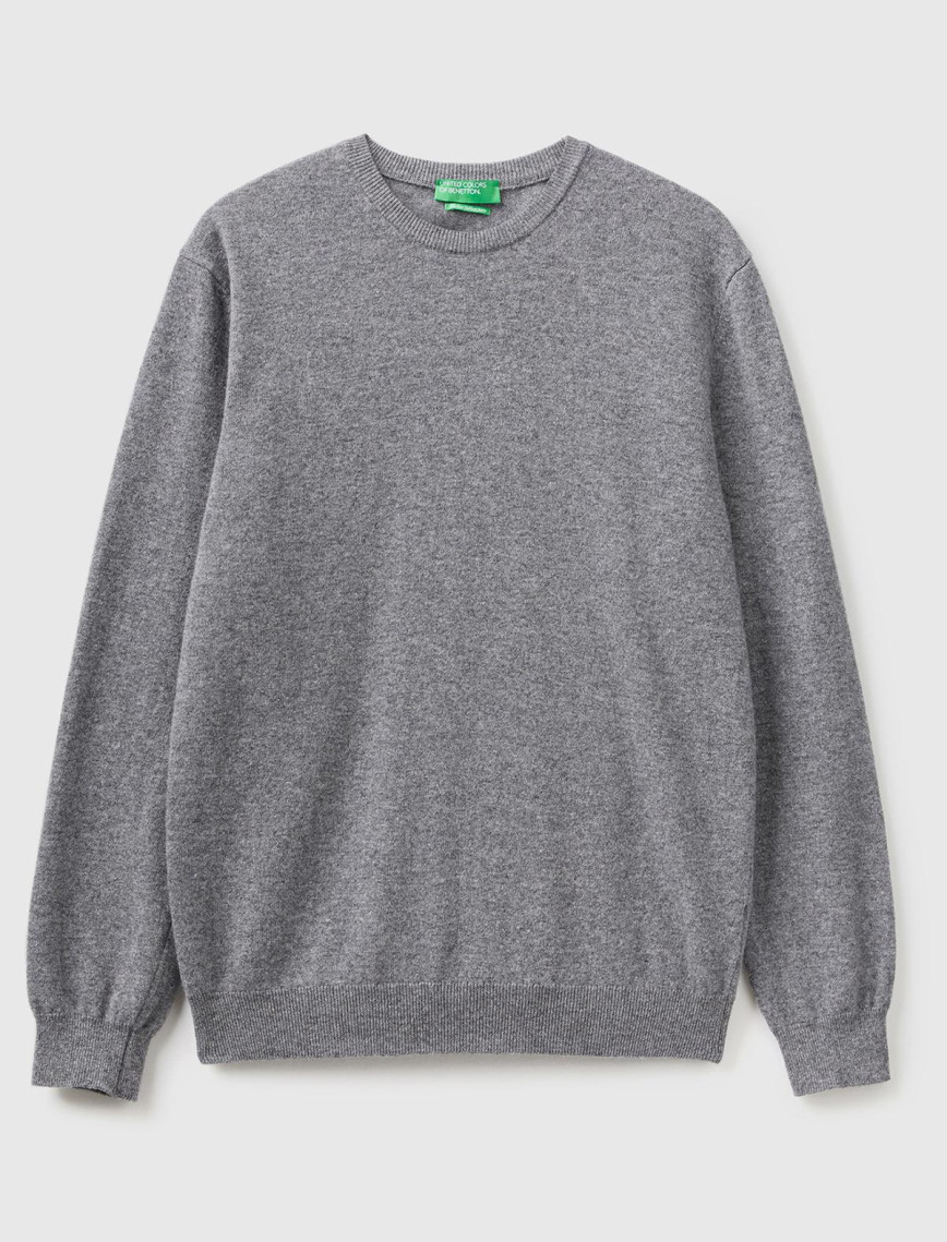 Erkek Antrasit Melanj Bisiklet Yaka %100 Merino Kazak