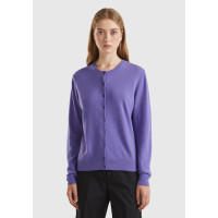 Kadın Mor Bisiklet Yaka %100 Merino Hırka