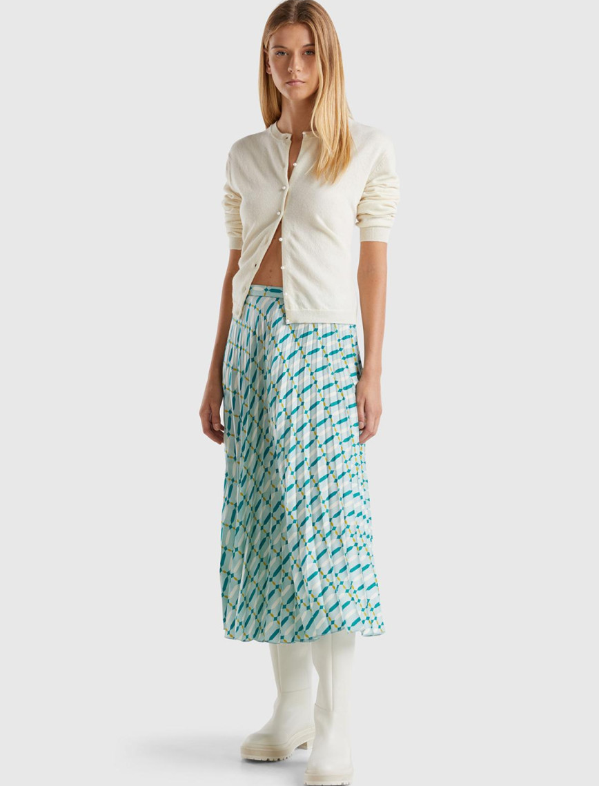 Kadın Krem Bisiklet Yaka %İnci Düğmeli Merino Hırka