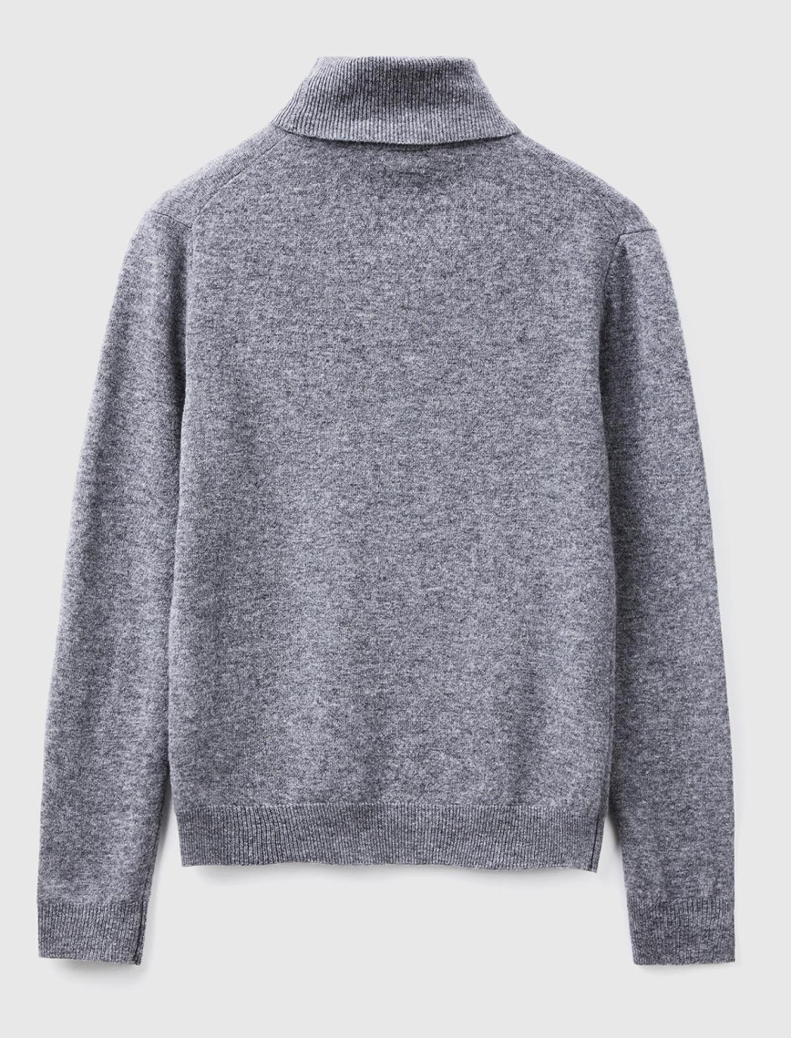 Kadın Antrasit Melanj Dik Yaka %100 Merino Kazak