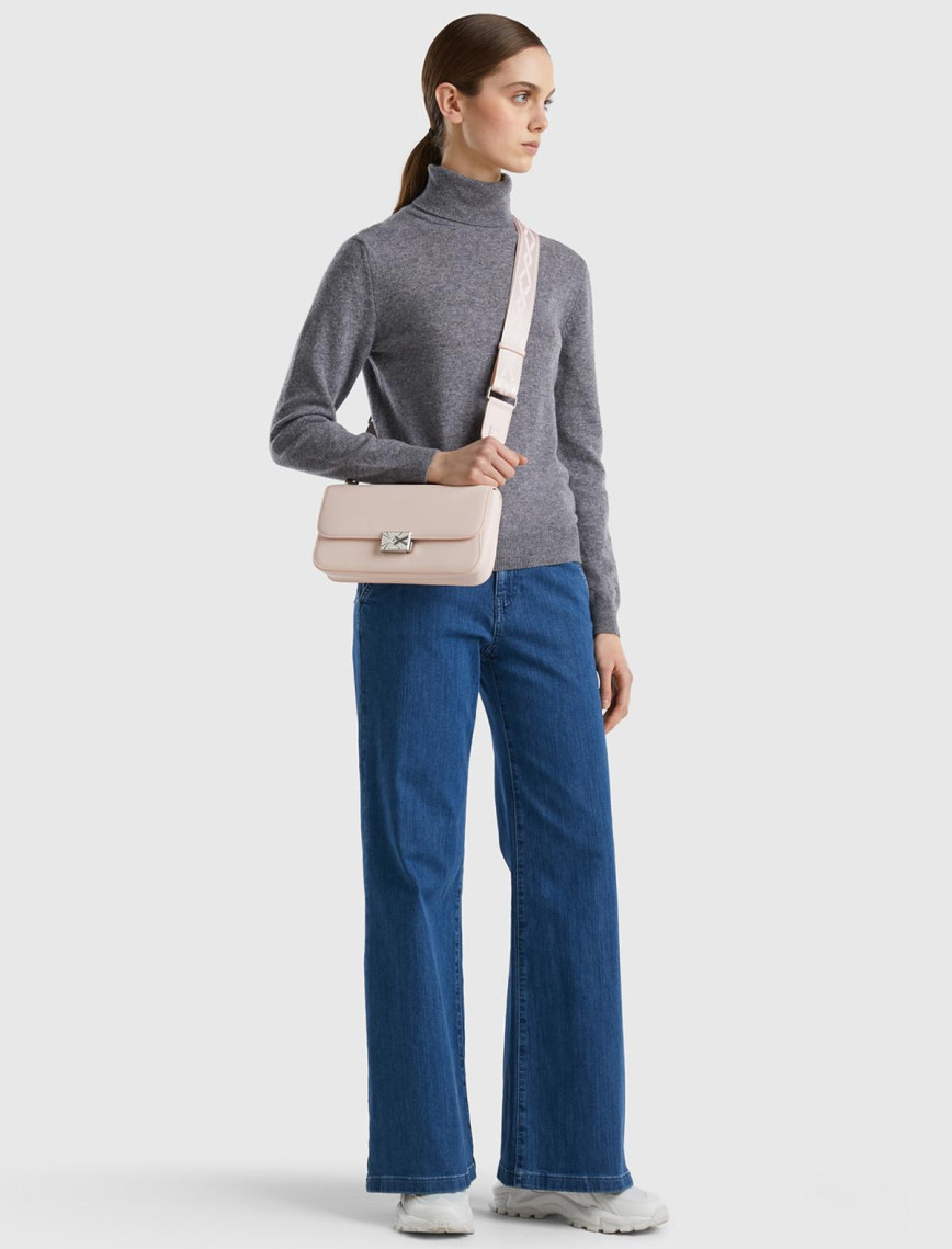 Kadın Antrasit Melanj Dik Yaka %100 Merino Kazak