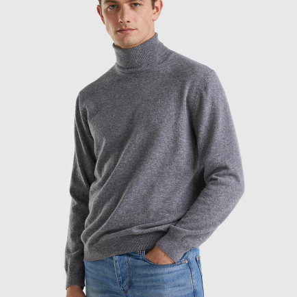 Erkek Antrasit Melanj Boğazlı %100 Merino Kazak Erkek Antrasit Melanj Boğazlı %100 Merino Kazak