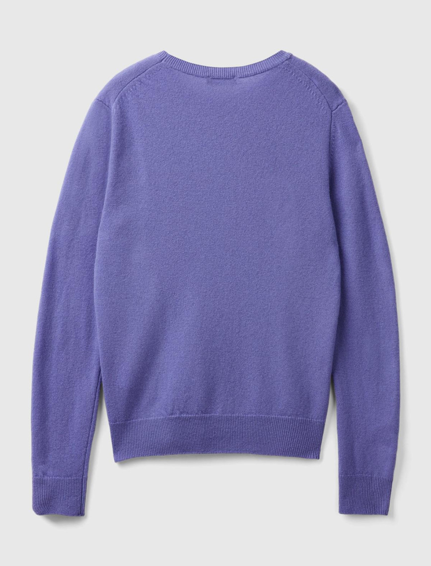 Kadın Mor Bisiklet Yaka %100 Merino Kazak