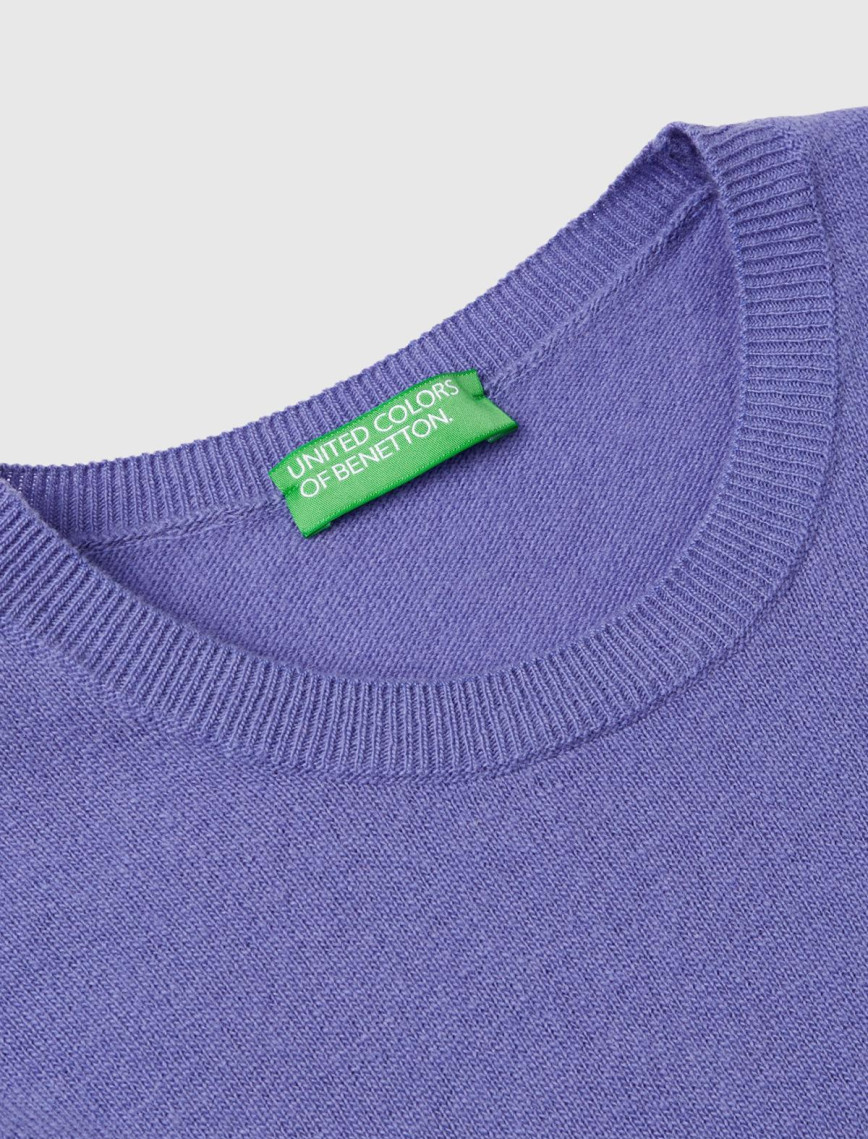 Kadın Mor Bisiklet Yaka %100 Merino Kazak