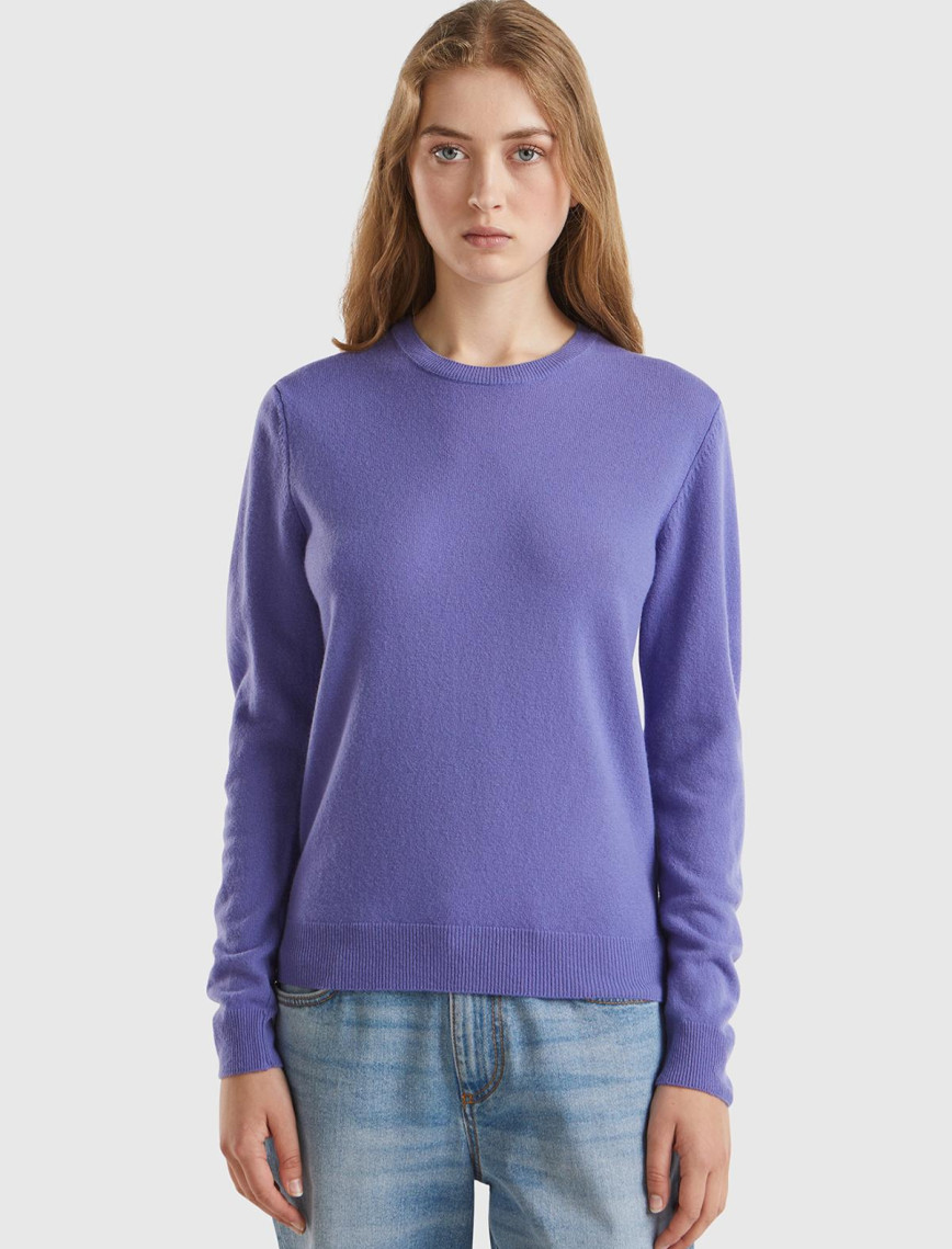 Kadın Antrasit Melanj Bisiklet Yaka %100 Merino Kazak