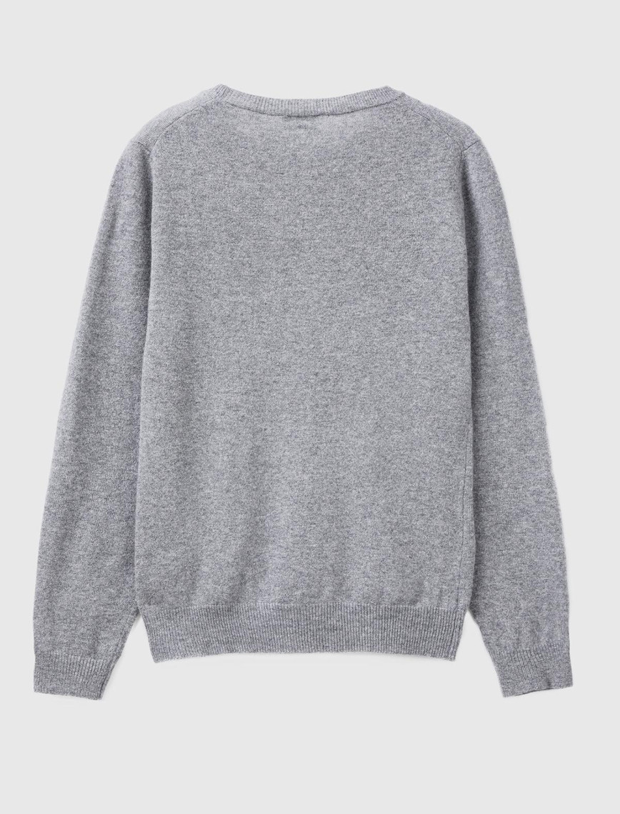 Kadın Gri Melanj Bisiklet Yaka %100 Merino Kazak