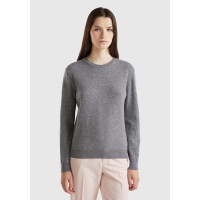 Kadın Antrasit Melanj Bisiklet Yaka %100 Merino Kazak