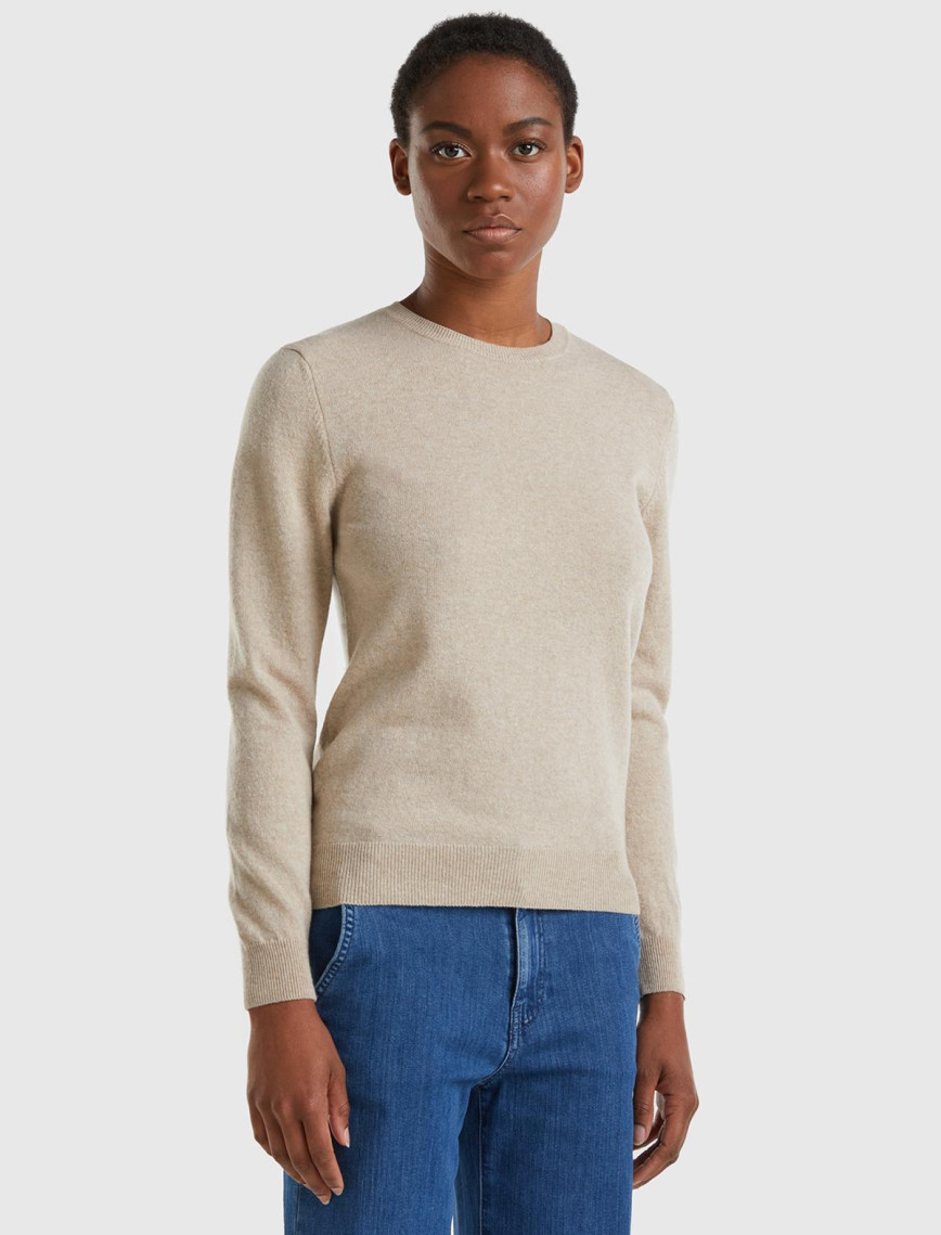 Kadın Antrasit Melanj Bisiklet Yaka %100 Merino Kazak