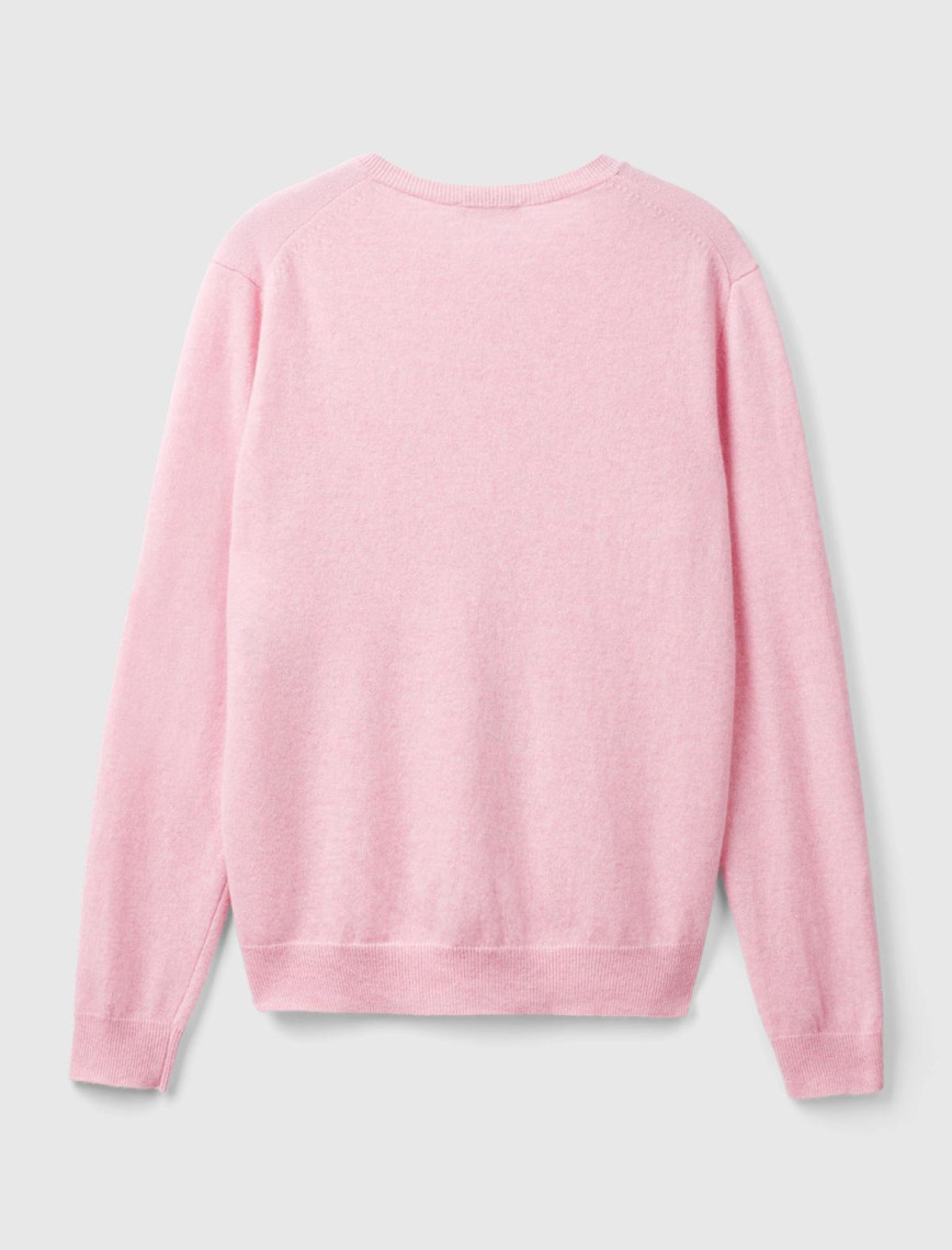 Kadın Pembe Bisiklet Yaka %100 Merino Hırka