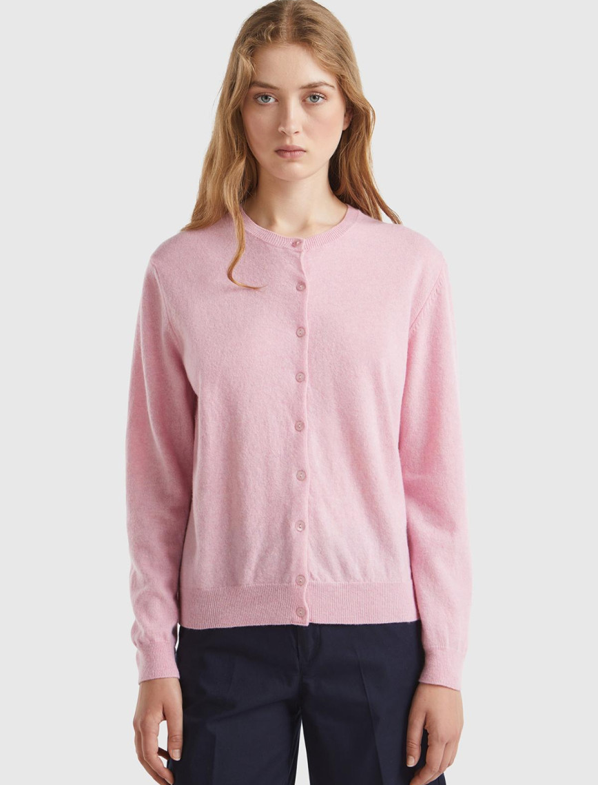 Kadın Siyah Bisiklet Yaka %100 Merino Hırka