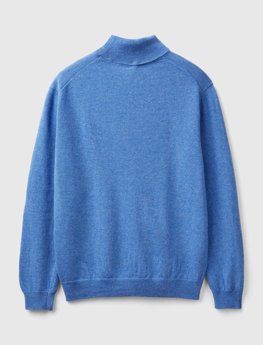 Erkek Mavi Melanj Boğazlı %100 Merino Kazak Erkek Mavi Melanj Boğazlı %100 Merino Kazak