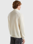 Erkek Krem Boğazlı %100 Merino Kazak
