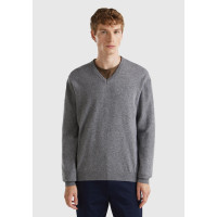 Erkek Antrasit Melanj V Yaka %100 Merino Kazak