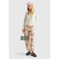 Kadın Krem %100 Kaşmir Yuvarlak Yaka Düz Kazak