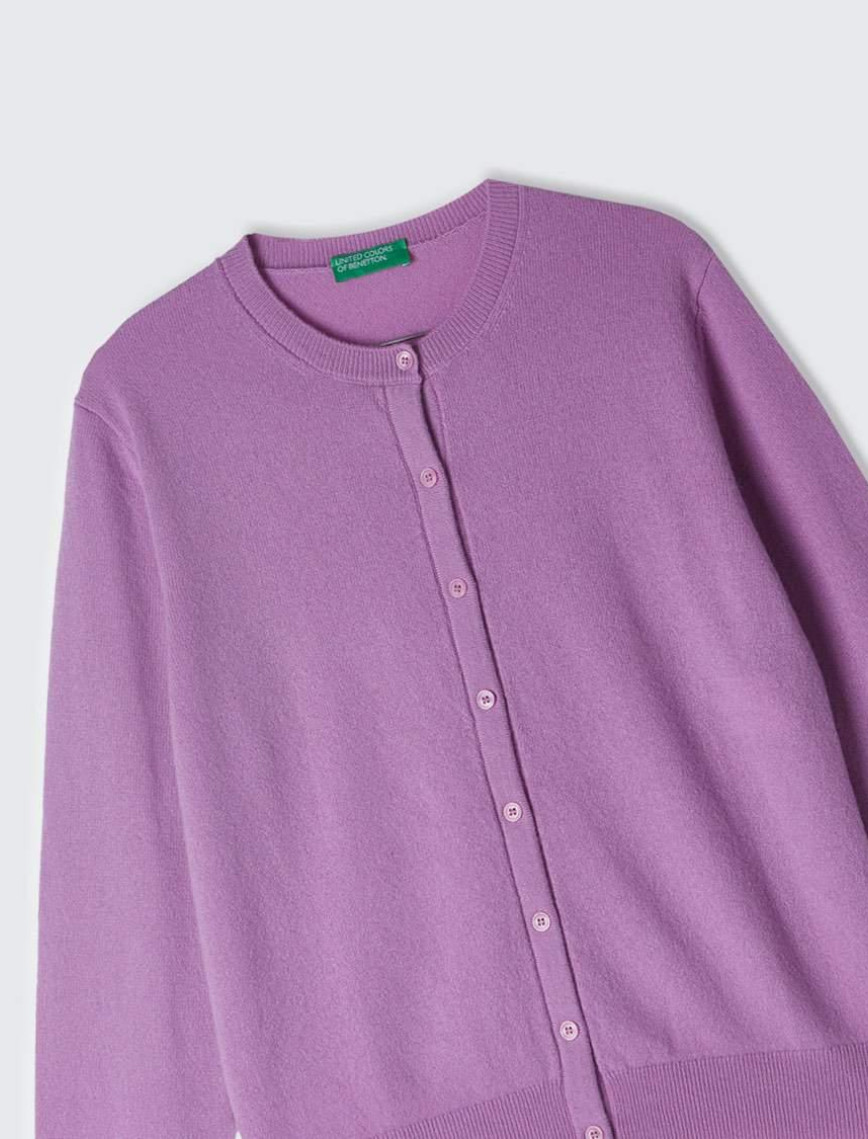 Kadın Lila %100 Kaşmir Yuvarlak Yaka Önü Düğme İliklemeli Hırka Kadın Lila %100 Kaşmir Yuvarlak Yaka Önü Düğme İliklemeli Hırka