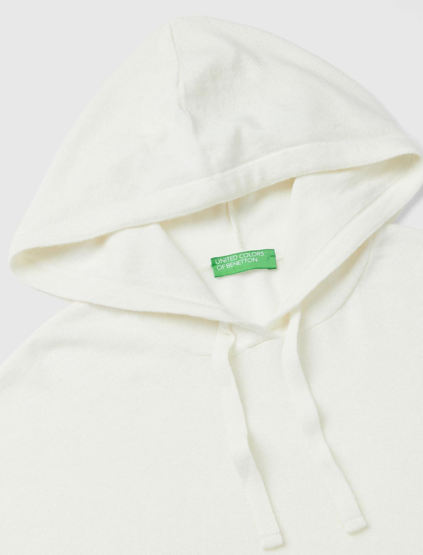 Kadın Krem Kaşmir Karışımlı Kapşonlu Kazak Kadın Krem Kaşmir Karışımlı Kapşonlu Kazak