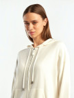 Kadın Krem Kapüşonlu Kaşmir Karışımlı Triko Eşofman Üstü Kadın Krem Kapüşonlu Kaşmir Karışımlı Triko Eşofman Üstü