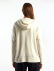 Kadın Krem Kapüşonlu Kaşmir Karışımlı Triko Eşofman Üstü Kadın Krem Kapüşonlu Kaşmir Karışımlı Triko Eşofman Üstü