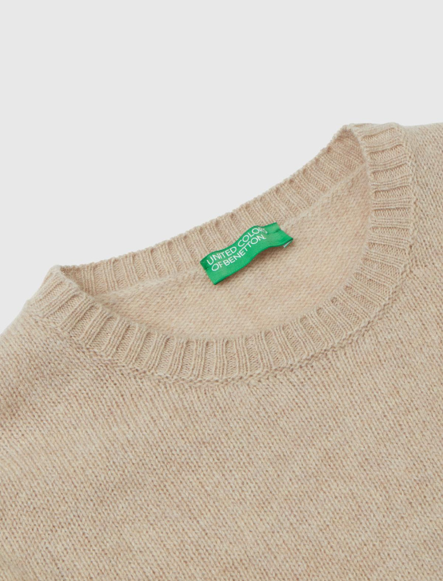 Kadın Bej Melanj Bisiklet Yaka Shetland Kazak Kadın Bej Melanj Bisiklet Yaka Shetland Kazak