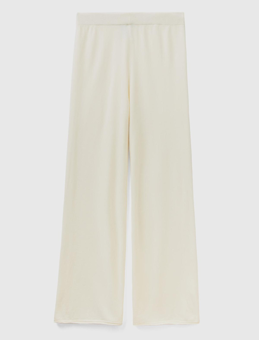 Kadın Krem Kaşmir Karışımlı Triko Eşofman Altı Kadın Krem Kaşmir Karışımlı Triko Eşofman Altı