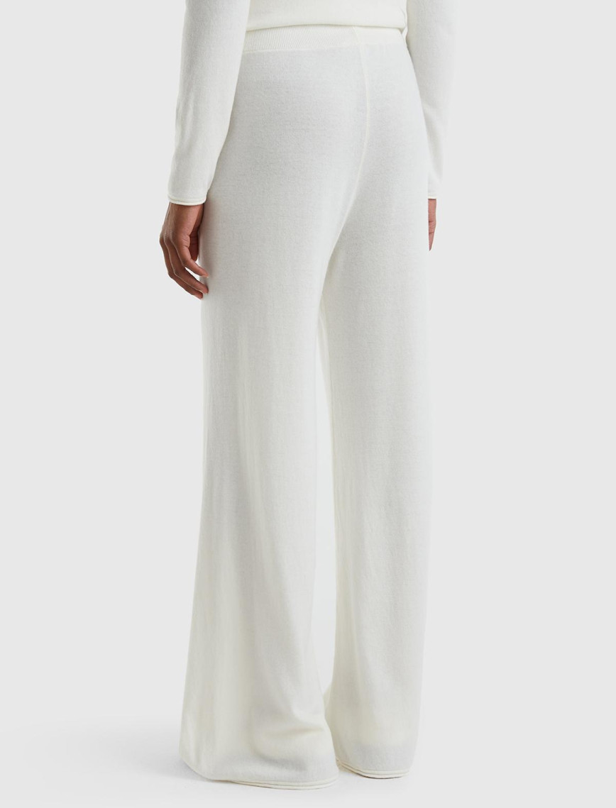 Kadın Krem Kaşmir Karışımlı Triko Eşofman Altı Kadın Krem Kaşmir Karışımlı Triko Eşofman Altı